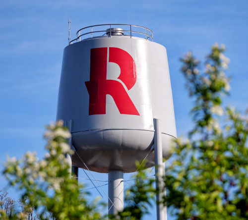 Rose-Hulman water tower with logo