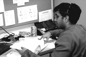 Student working on the Homework Hotline