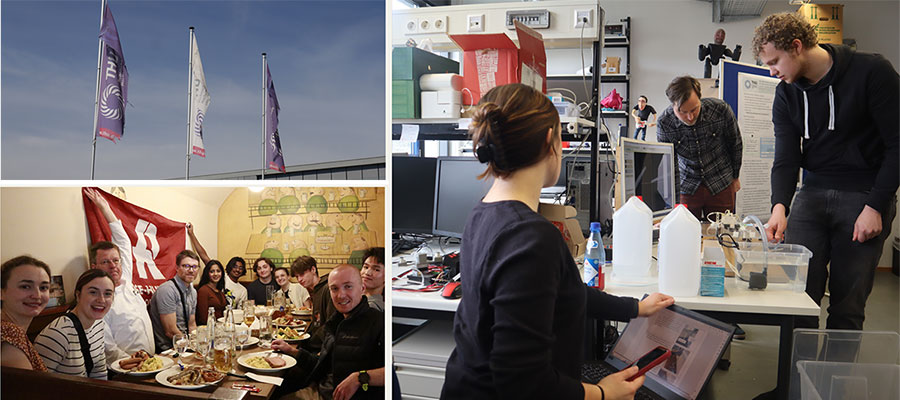 student typing on a laptop