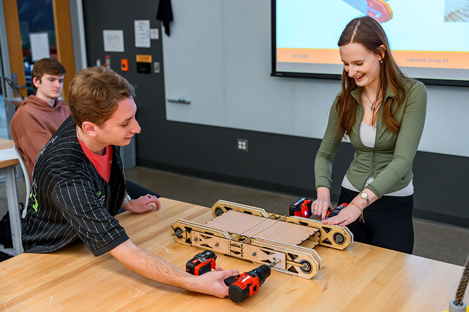Two students working on Capstone project