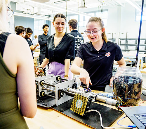 Female students working on project