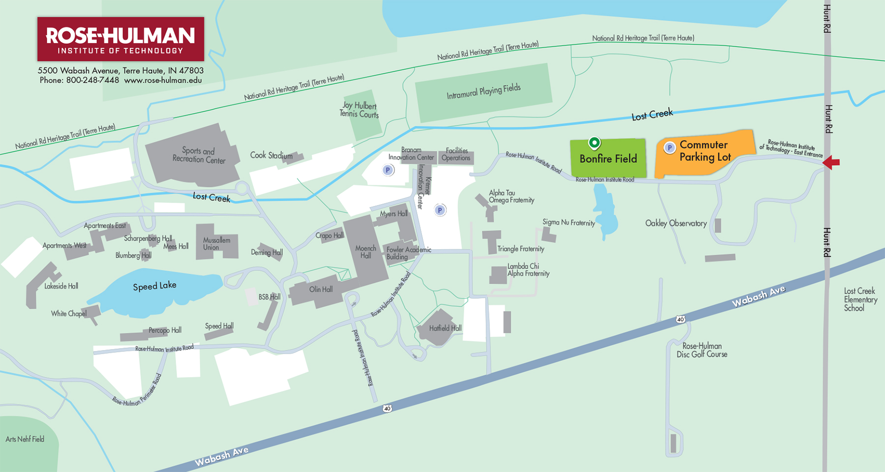 campus map with parking information