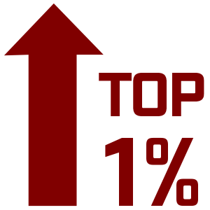 arrow pointing up with the text top one percent next to it