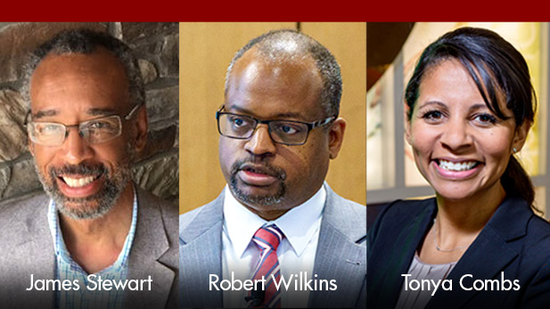 Headshot images of each participant: James Stewart, Robert Wilkins and Tonya Combs.