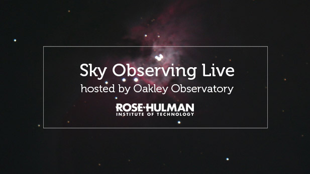 Telescope image of night sky with Oakley Observatory promotional wording about upcoming event.