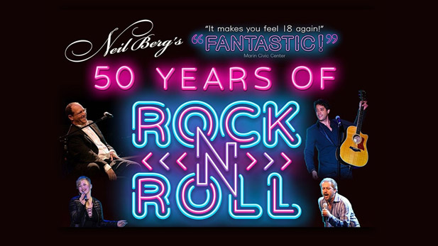 Fifty Years of Rock-N-Roll text in neon.