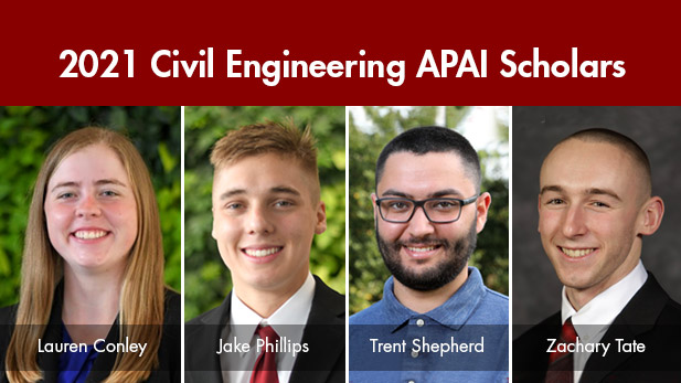 Lauren Conley, Jake Phillips, Trent Shepherd, and Zachary Tate headshots.