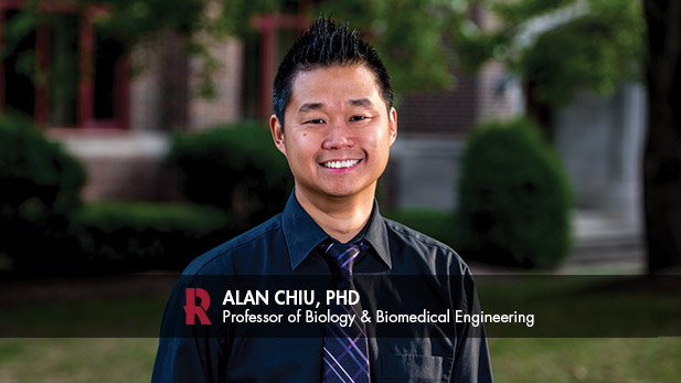 Alan Chiu outside Moench Hall.