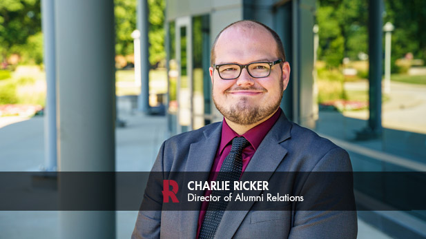 Charlie Ricker outside Hatfield Hall.