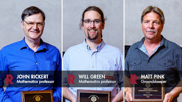 John Rickert, Will Green, and Matt Pink holding their awards.