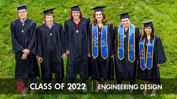 Rose-Hulman's Engineering Design 2022 graduates in their caps and gowns.