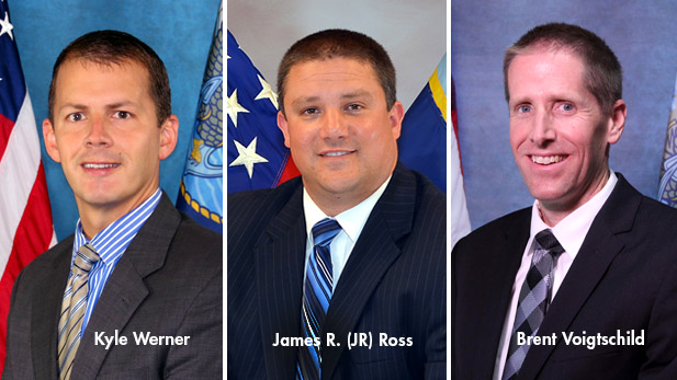 Headshot photos of Kyle Werner, James R. Ross, and Brent Voigtschild.