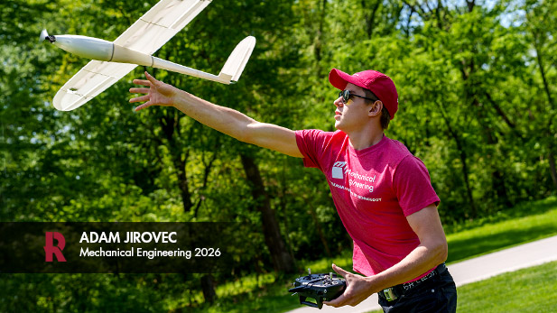 Adam Jirovec tests his 3D printed plane.