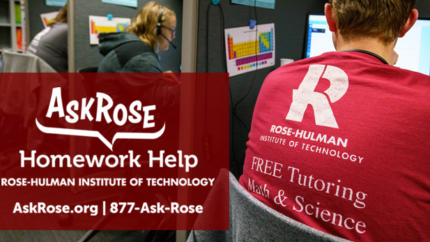 Students working in Rose-Hulman's Ask Rose Homework Help call center.
