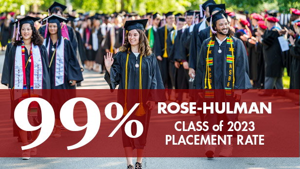 Rose-Hulman students walking at Commencement.
