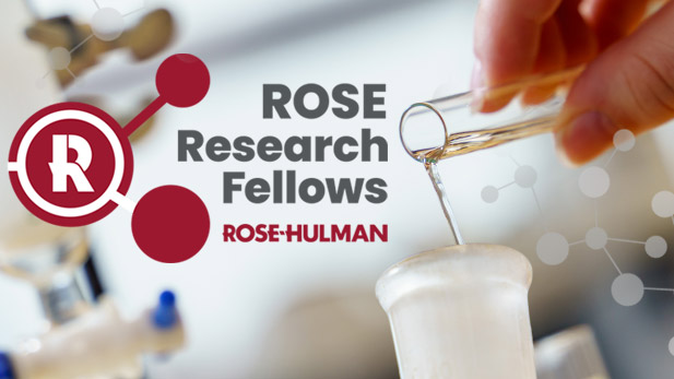Rose Research Fellows logo in front of a test tube.