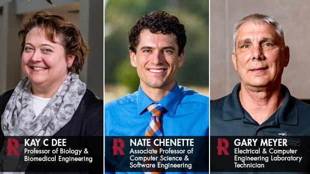 Collage of portraits of Kay C Dee, Nate Chenette, and Gary Meyer.