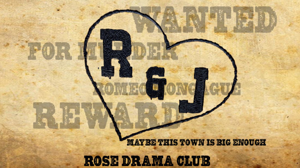 Artwork for "Romeo and Juliet" is designed like a "Wanted" poster, with "R & J" inside a heart in the center.