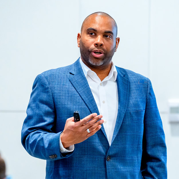 Dedric Day is presenting leadership lessons as part of the Swearingen Leadership Series.