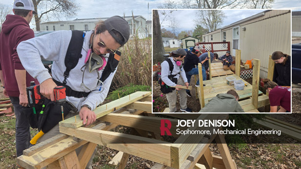 Joey Denison working on residential exterior carpentry projects.