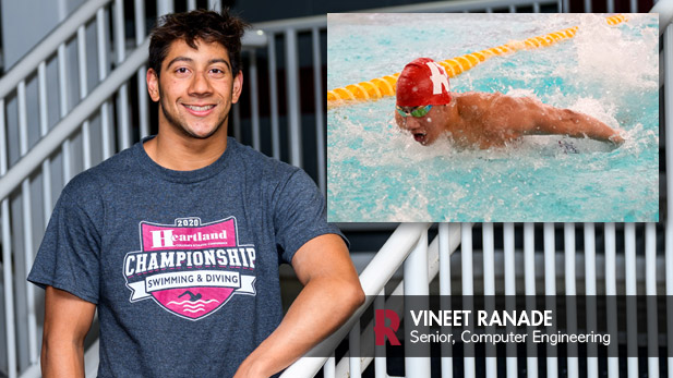 Vineet Ranade's campus profile & swimming action photos.