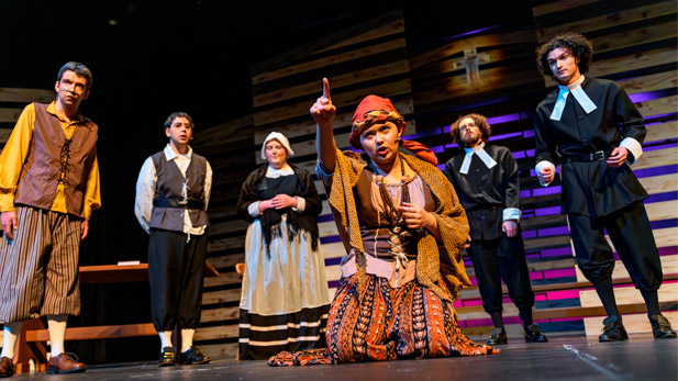 Rose-Hulman students dressed as Puritans perform "The Crucible."