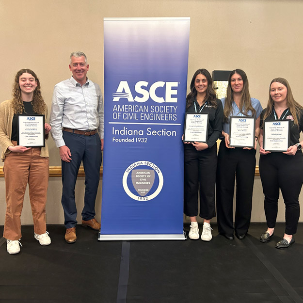 Four civil engineering students were at the American Society of Civil Engineers (ASCE) Indiana Section meeting.