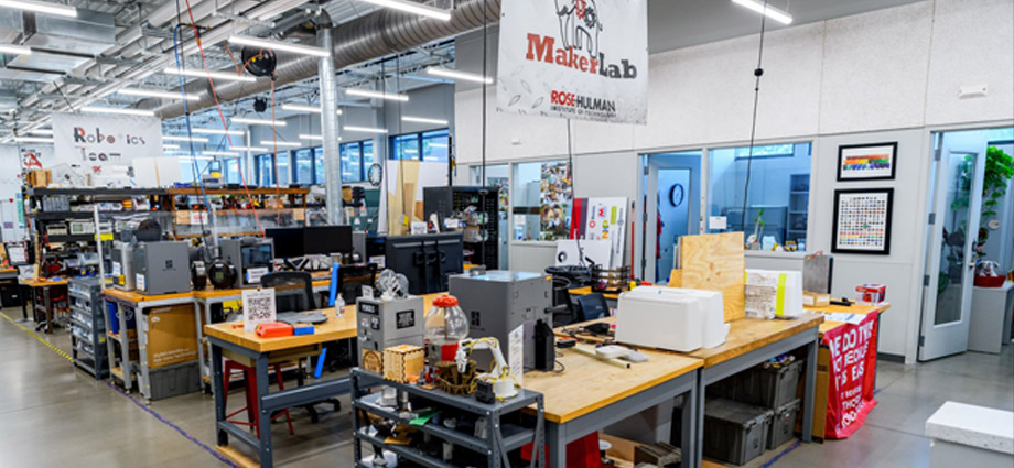 The Maker Lab space and equipment in the Kremer Innovation Center.